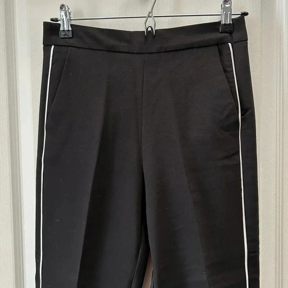 Zara Pants High Waisted Slim Side Stripe Ankle  Cropped Trousers Black Small - Picture 7 of 14